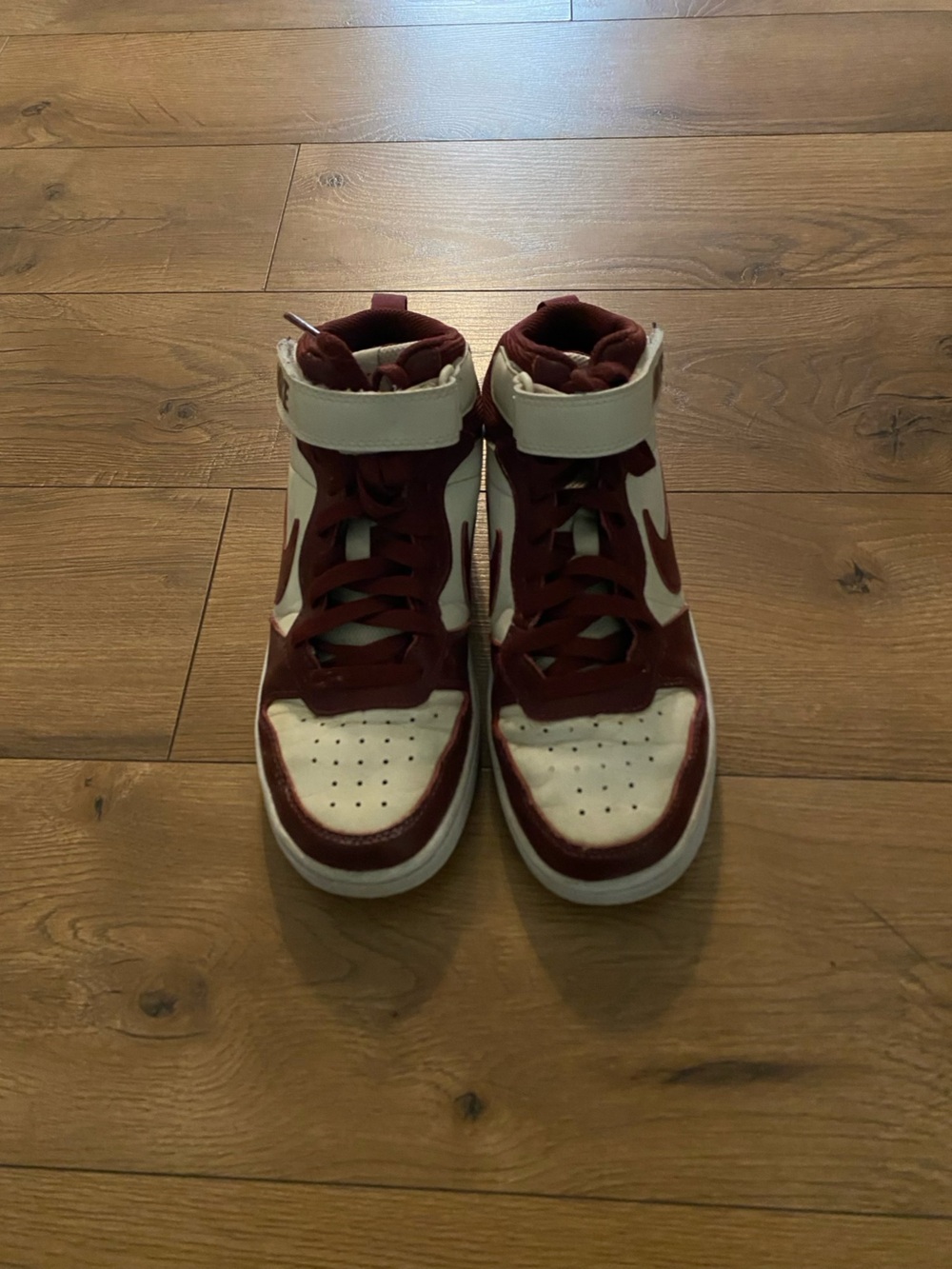 Nike Kids High-Top Sneakers in Burgundy and White